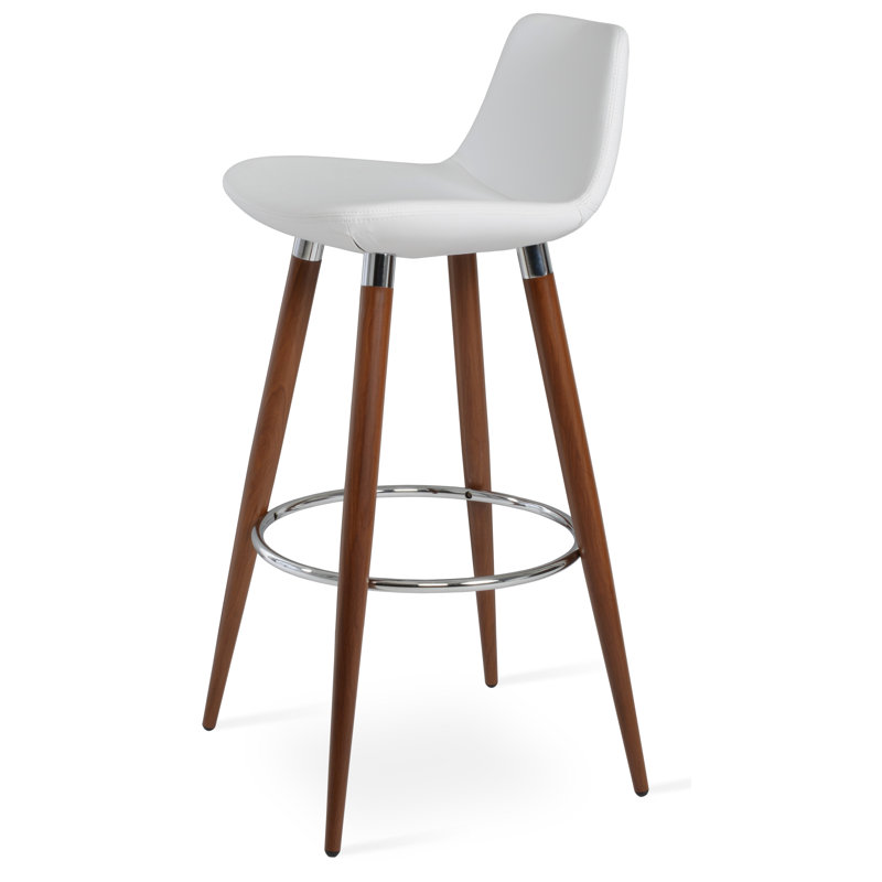 Tabouret de bar et de comptoir Pera Ana, Tabouret de bar (siège d'une hauteur de 28,7 po), Black Leatherette, Black/Gold