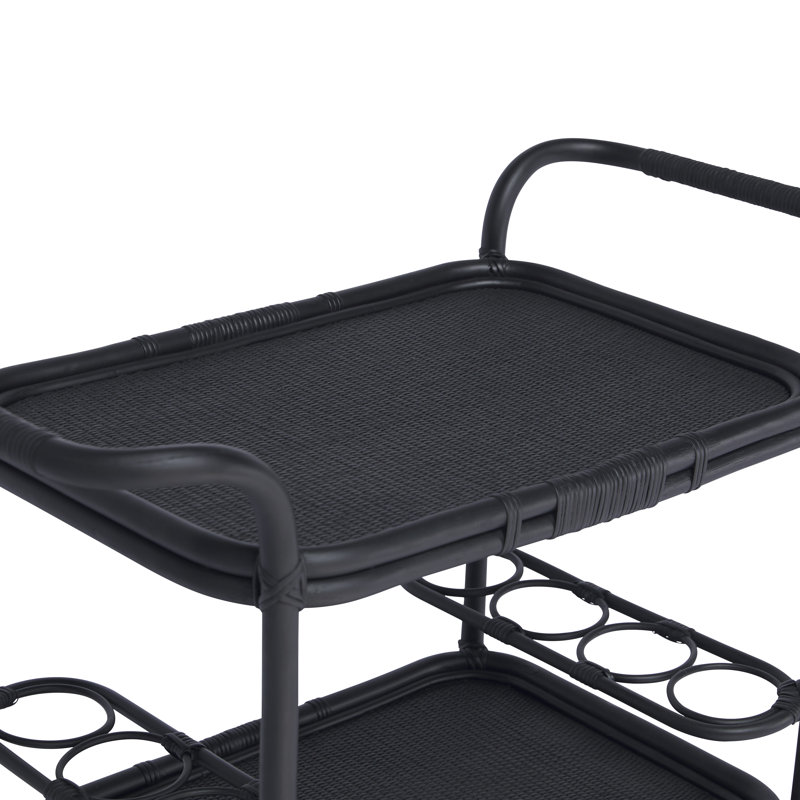 Chariot-bar Carlo Rattan, Noir
