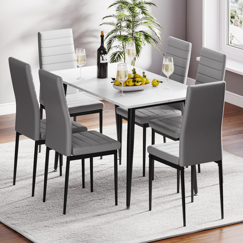 6 - Person Dining Set, Grey, White
