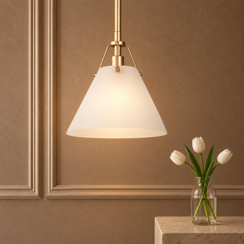 Luminaire suspendu conique simple à 1 lumière Haut, Opale