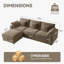 Canapé d'angle modulaire BedLuxury 110 po en chenille moderne avec pouf de rangement-131402780