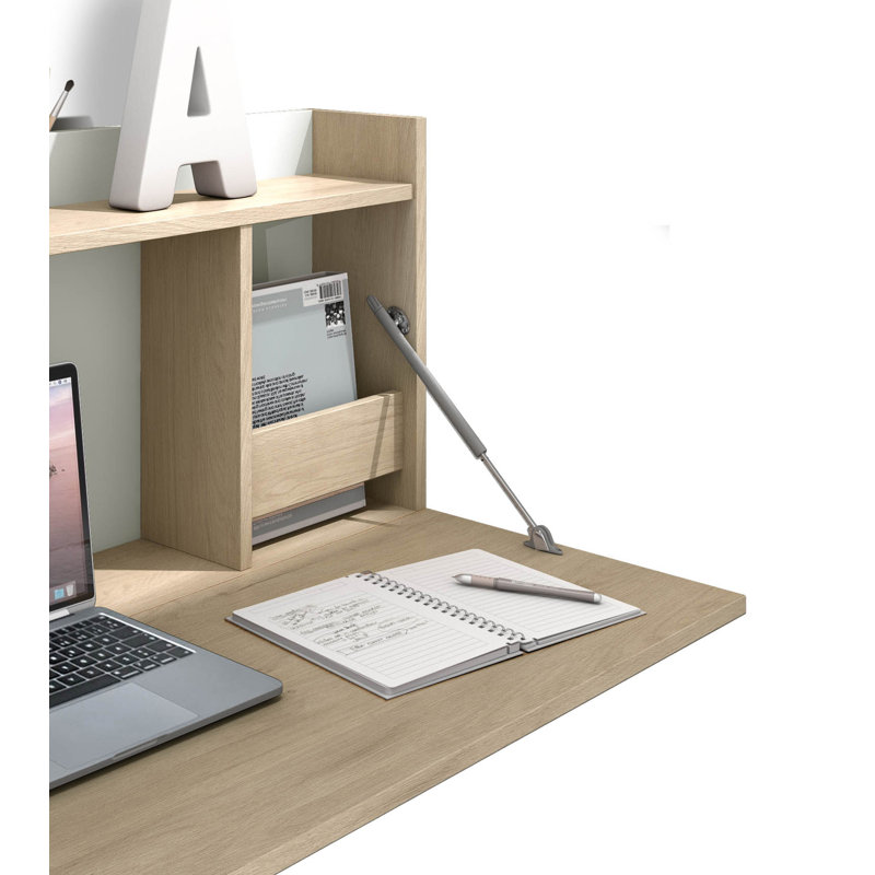 Caramie Writing Desk, Light Oak/White