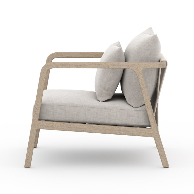 Numa Outdoor Teak Lounge Chair, Stone Gray, Brown
