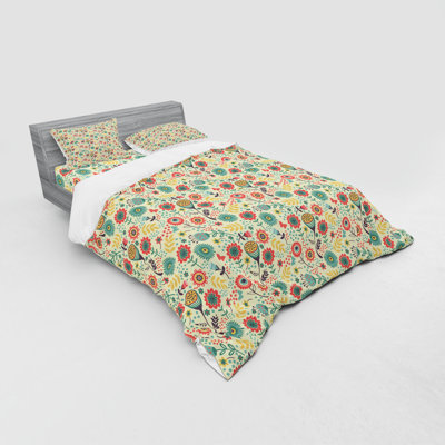 Ensemble de housse de couette en microfibre jaune / rouge / vert
