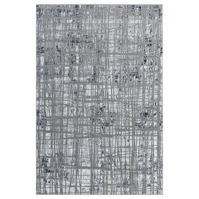 Tapis bleu / gris à motif abstrait Adamarys