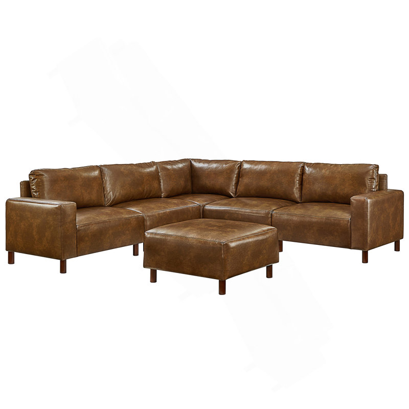 Canapé modulaire de luxe en cuir PU, Similicuir brun