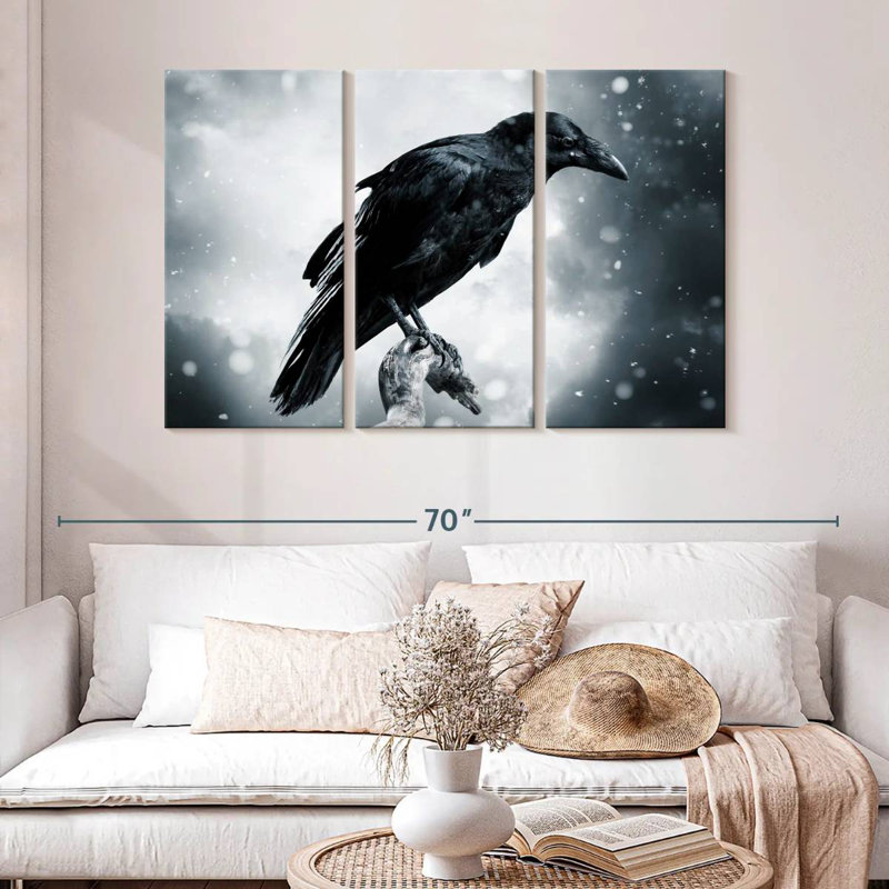 Brampt Black Raven Bird, 32" H x 50" W