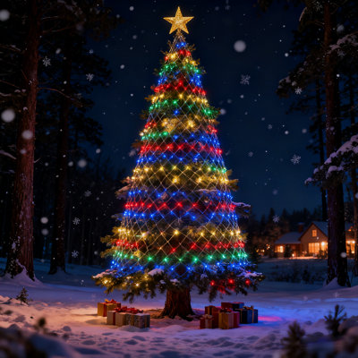 12ft X 5 Ft Christmas Net Lights Outdoor, 360 Led Net Lights With 8 Modes