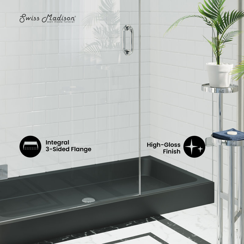 Voltaire 60" x 32" Single-Threshold, Shower Base, Center, Black
