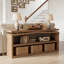 Console rustique en bois massif de 160 cm avec rangement ouvert à 3 niveaux
