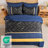 7-Piece Stripe Geometric Comforter Set, Soft Microfiber All-Season Complete Bedding Set-122815463-122815469