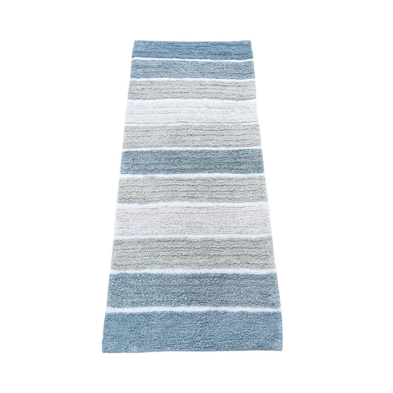 Tapis pour salle de bain Cervantez, Bleu / blanc, L 21 po x L 34 po