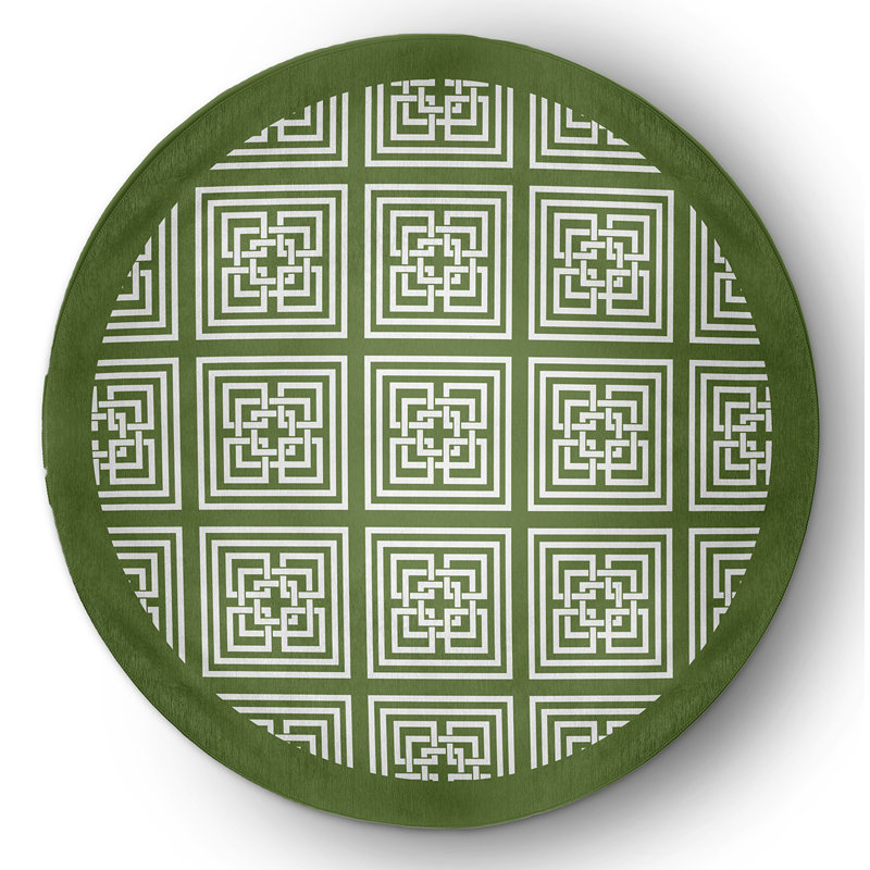 Chenille Geometric Indoor Rug, Round 5'