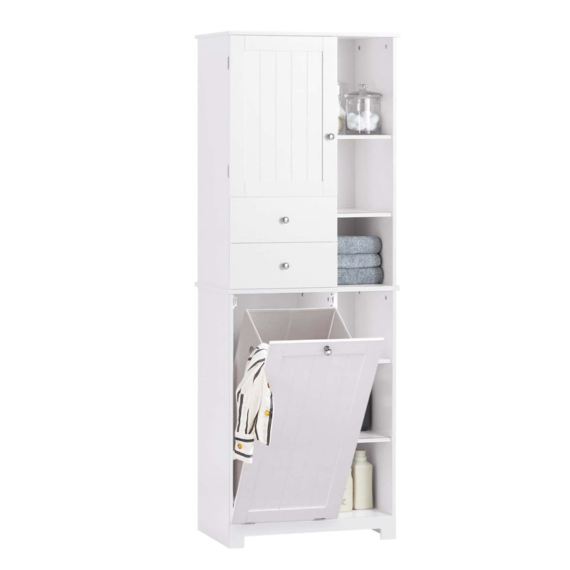 Compact Bathroom Cabinet Freestanding Linen Cabinet, White