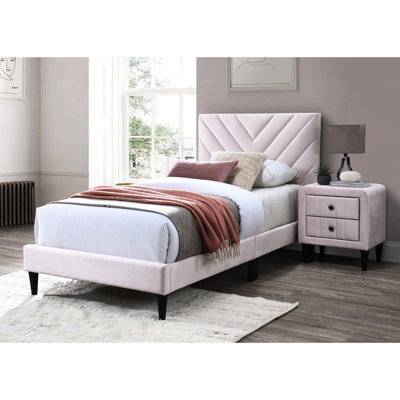 Twin Bed With Velvet Cover - 12 Stable Support, Adjustable Headboard, Gray, No Box Spring, Modern Headboard Gray Velvet, Bedroom Luxury