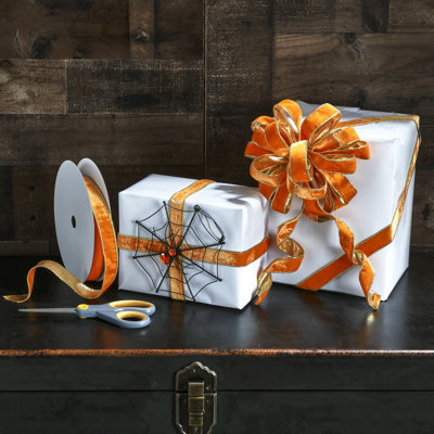 1"X20Y Wired Velvet Ribbon With Metallic Edge