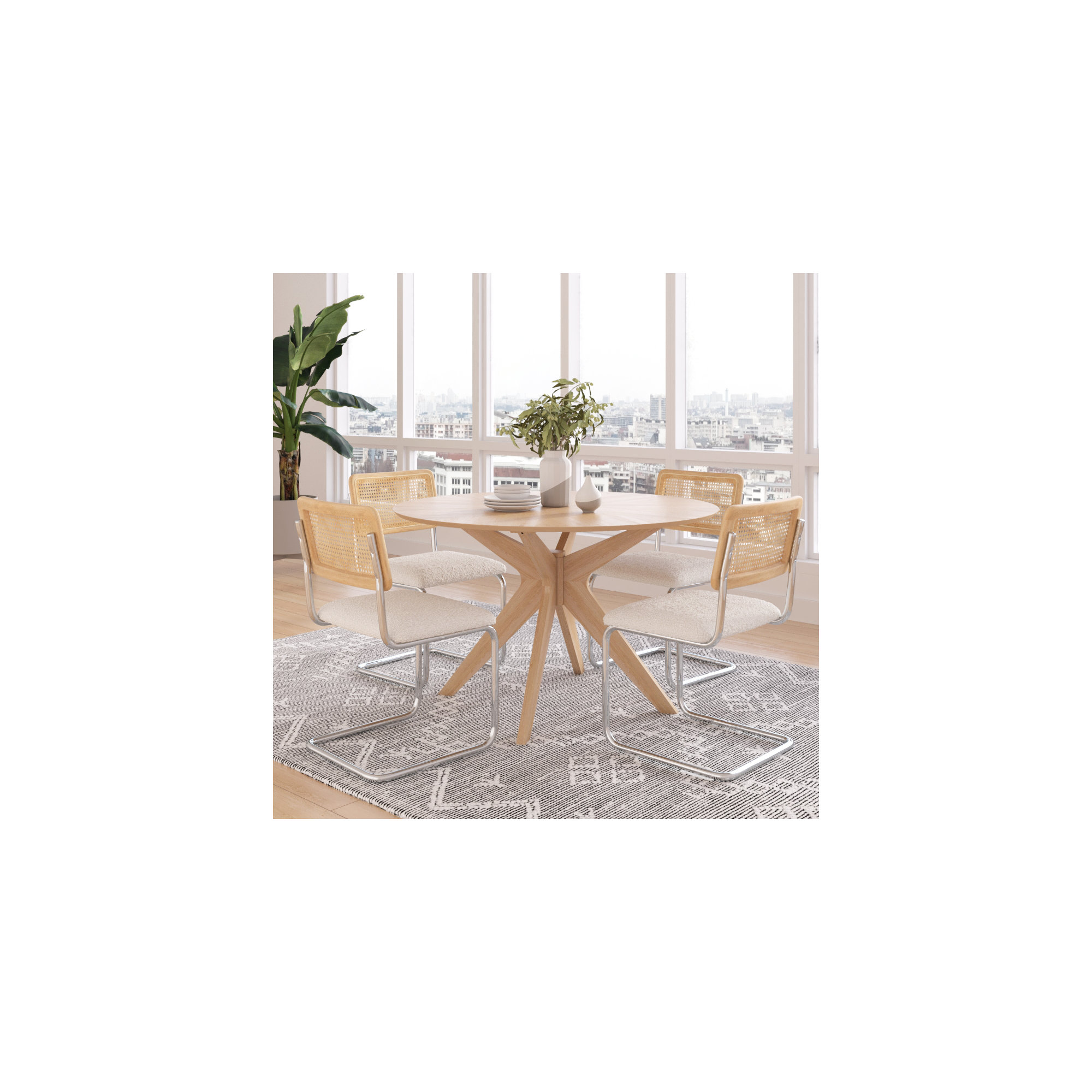 Fenway 47" Wood Dining Table, Natural Top/Natural Base