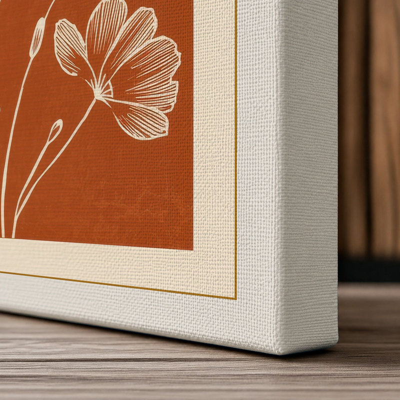 Lotus in Line Botanical - Wrapped Canvas, 18x12 - 45.7 x 30.5 cm, Cream Border