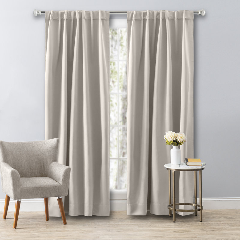 Ardelle Pure Blackout Premium Woven Yarns in a Thermal Rod Pocket w/ Backtabs Curtain Panel, Ivory, 56" W x 72" L
