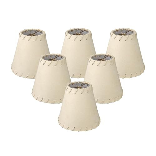 Abat-jour de lustre en faux suède avec garniture Whipstich RDI, H 4,5 po x l 5 po x P 5 po, Beige