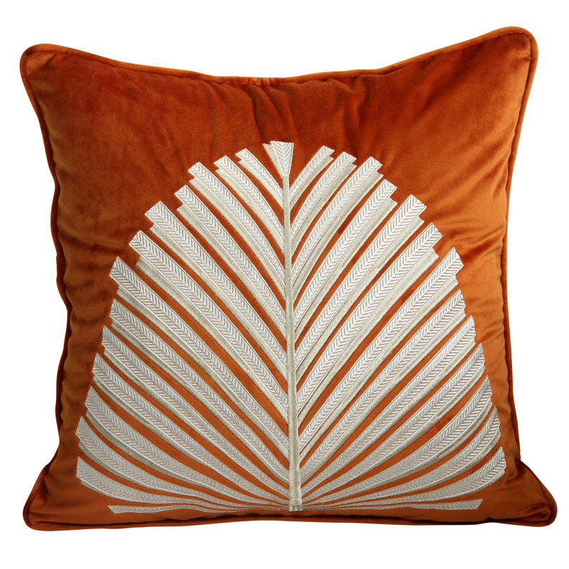  Housse de coussin carré en velours, Orange