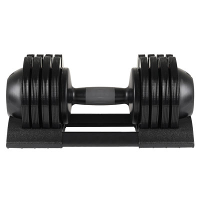 52LBS Adjustable Dumbbell, 5 Weight Options, Rubber Coated, Anti-Slip Handle,Black