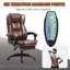 Fauteuil de bureau brun à haut dossier, avec vibration à 6 points, 5 modes, fauteuil de direction, fauteuil pivotant en cuir d'unité centrale, dossier inclinable et repose-pieds rétractable