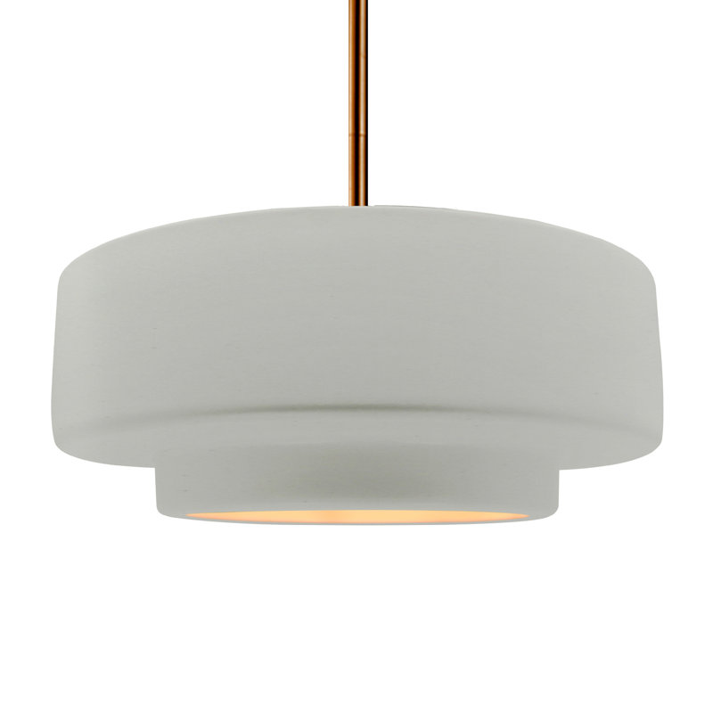 Luminaire suspendu à 1 lumière Meydan, H 6 po x l 16,25 po x P 16,25 po, Blanc mat / or champagne / laiton, Laiton brossé