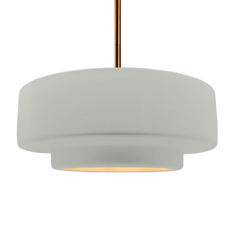 Luminaire suspendu à 1 lumière Meydan, Blanc mat / or champagne / laiton, H 6 po x l 16,25 po x P 16,25 po, Laiton brossé