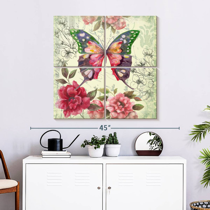 Brampt papillon floral II, H 32 po x l 32 po