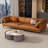 Orange Genuine Leather Modular Sofa cushion couch-102458322