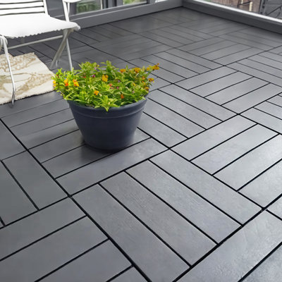 Calab 30cm L x 30cm W Plastic Interlocking Deck Tile