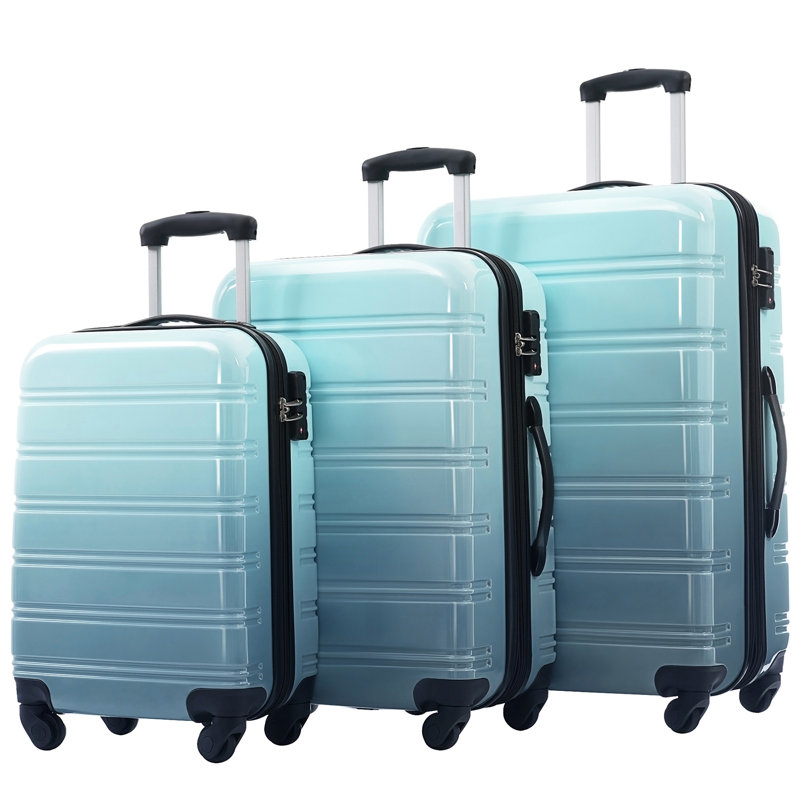 Valise extensible 3 pièces avec roulettes Hardshell, Blue+Multi