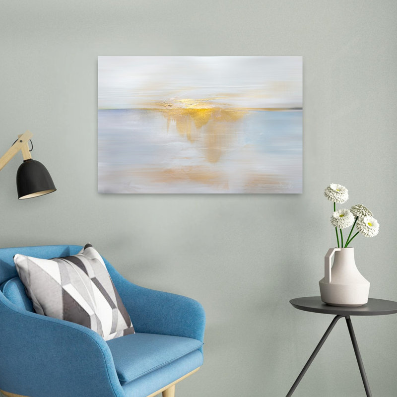 Art contemporain, poisson abstrait, paysage côtier, art, H 16 po x l 24 po