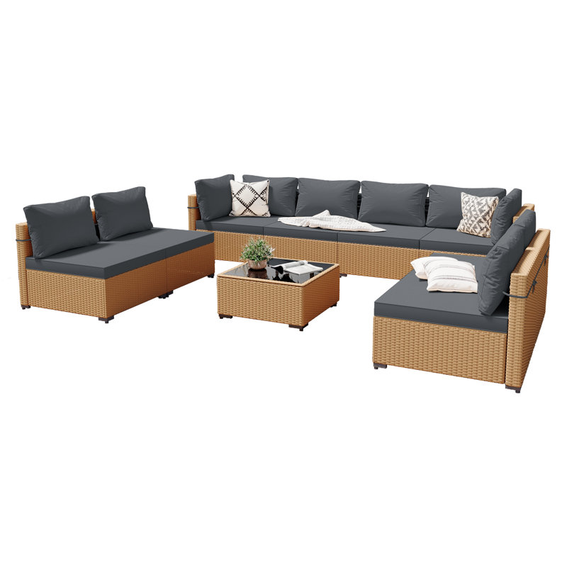 Briara 8 - Person Modular Patio Conversation Set with Cushions, Dark Gray