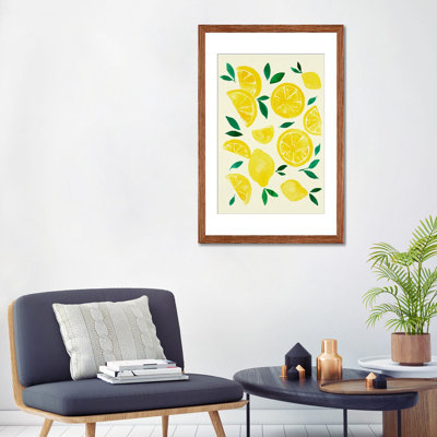 Watercolor Lemons - Reproduction d'art murale - Papier d'art encadré