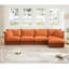 Canapé modulaire long en L avec housse avec housse, canapé 4 places avec accoudoirs souples, canapé à assise profonde en chenille avec 2 grands coussins, canapé confortable pour le salon, appartement, tissu en chenille, orange-1093526507