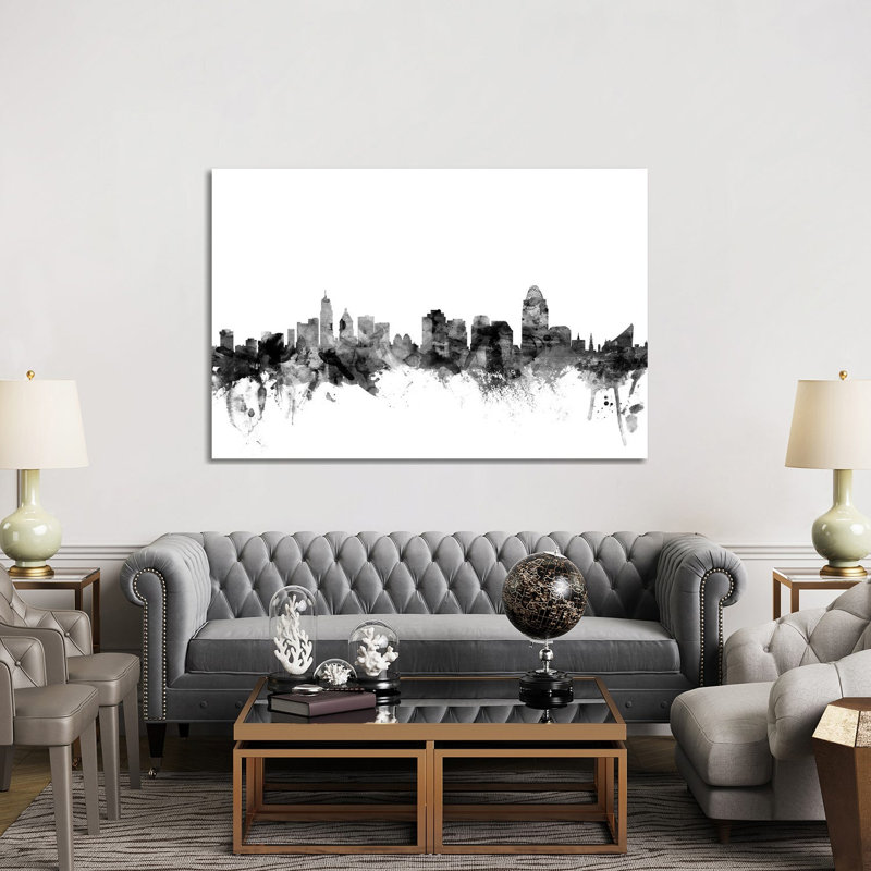 Cincinnati, Ohio In Black & White by Michael Tompsett - 1 Piece Wrapped Canvas Wall Art, 152.5 cm H x 101.5 cm W