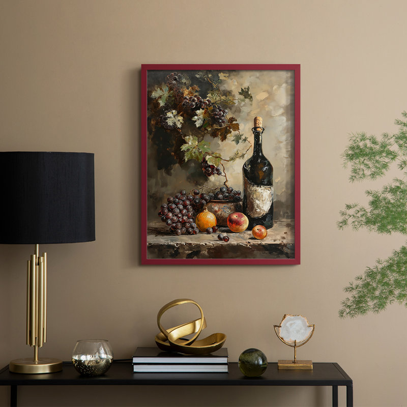 Reproduction encadrée FLORAL Series DCCxxvii - bois massif, Rouge, H 30 po x l 24 po