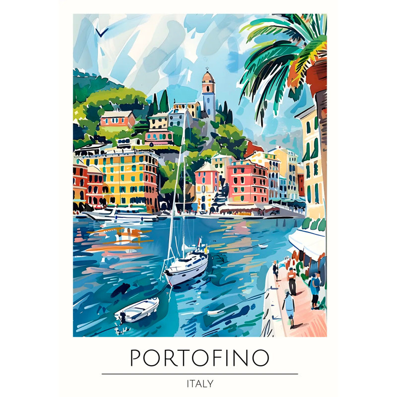 Portofino Serene River View Art Print, 42 cm H x 30 cm W