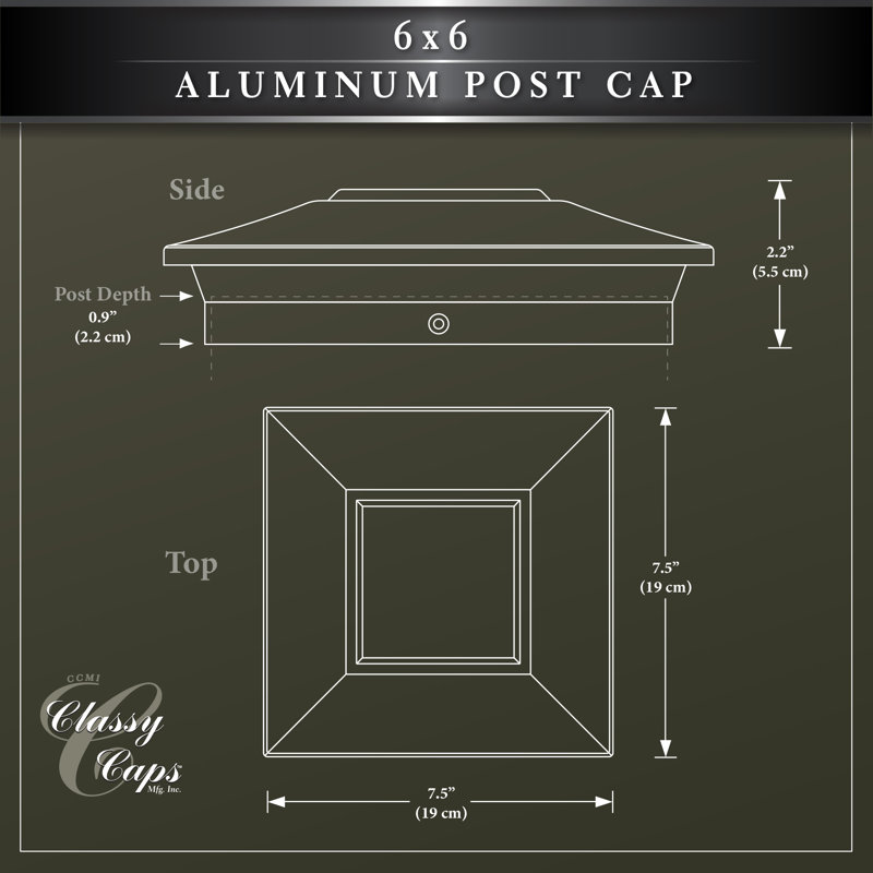 Capuchon de poteau en aluminium Classy Caps, Noir