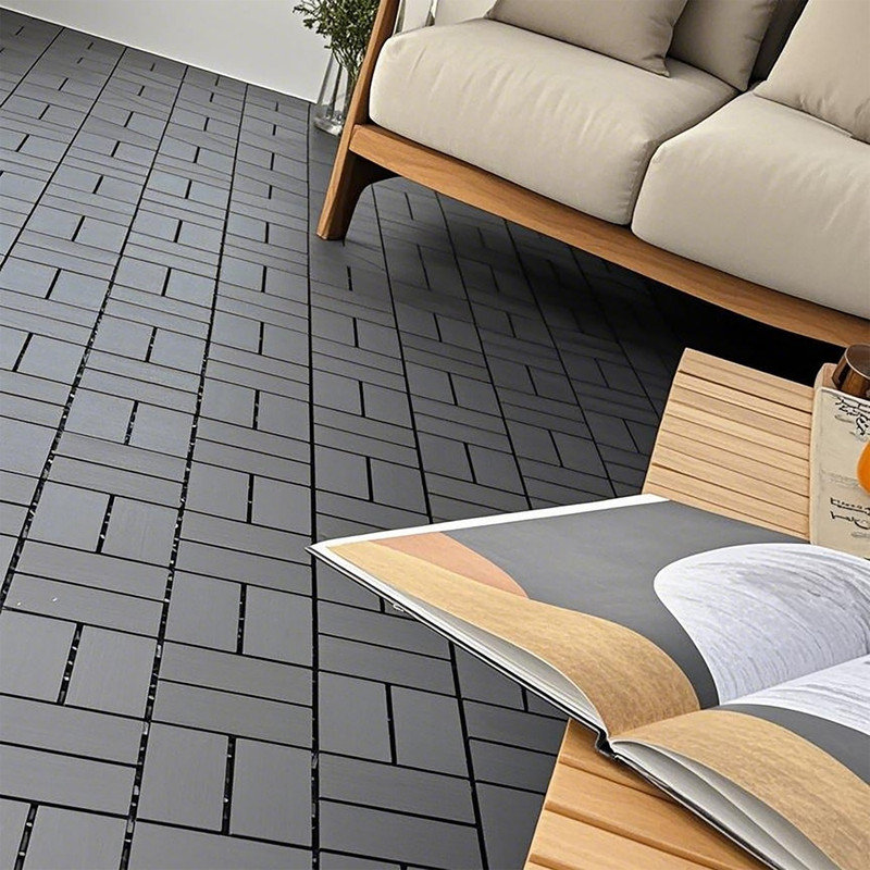 44 Pack 12 Inch Dark Gray Waterproof Plastic Interlocking Deck Tiles for Backyard Pool Patio