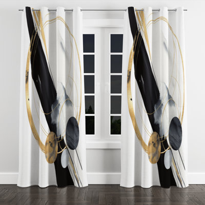Marble Effect Painting III - Abstract Marble Grommet Curtain - Velvet Room Darkening - 1 panel