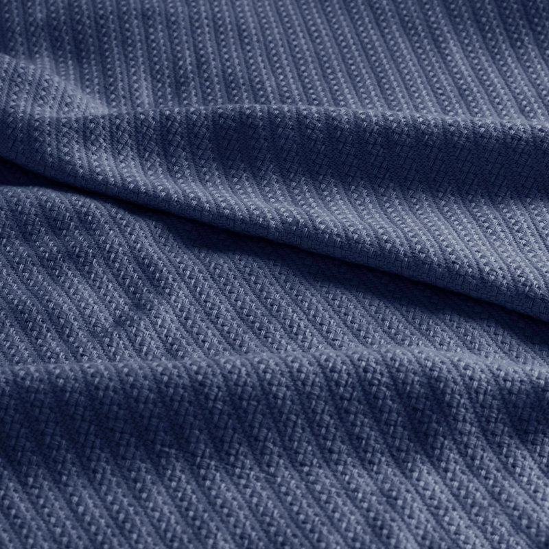 Couverture en peluche sculptée, Coton bleu marine, Très grand lit