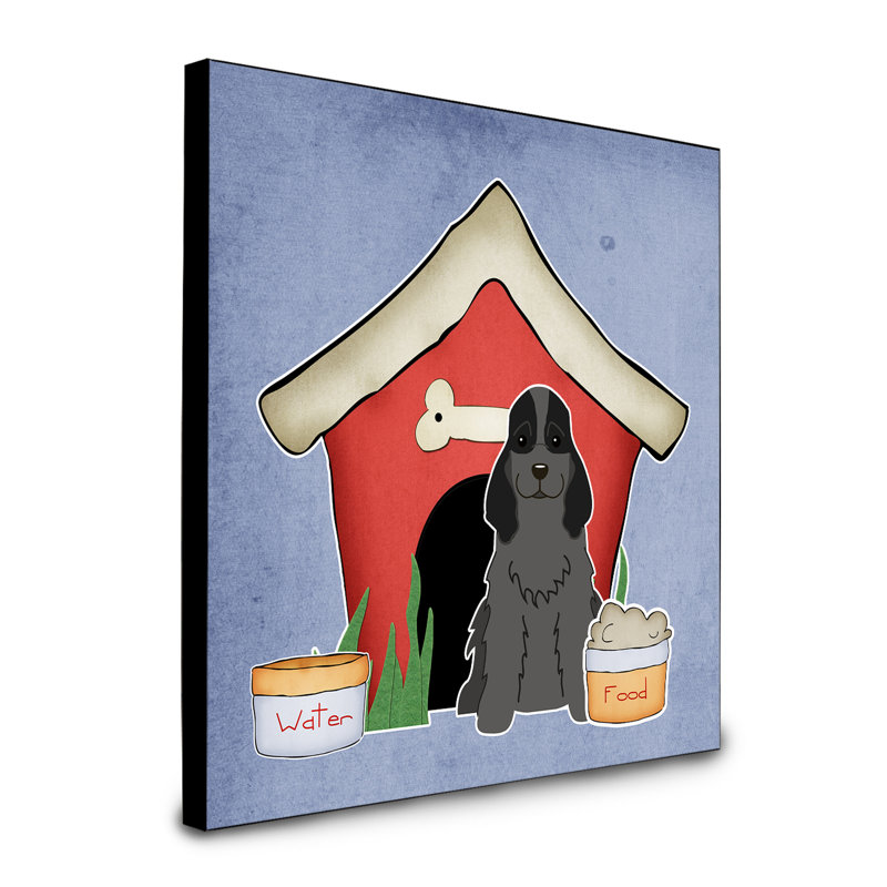 Panneau mural d’art collection dog house Scarvinia, Épagneul cocker noir