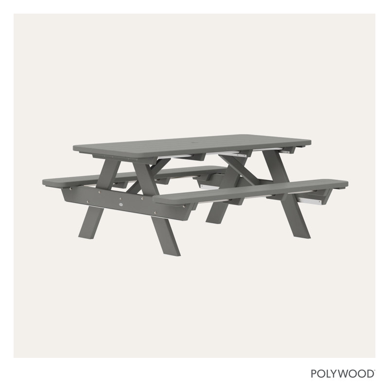 POLYWOOD Park 72" Picnic Table, Slate Gray