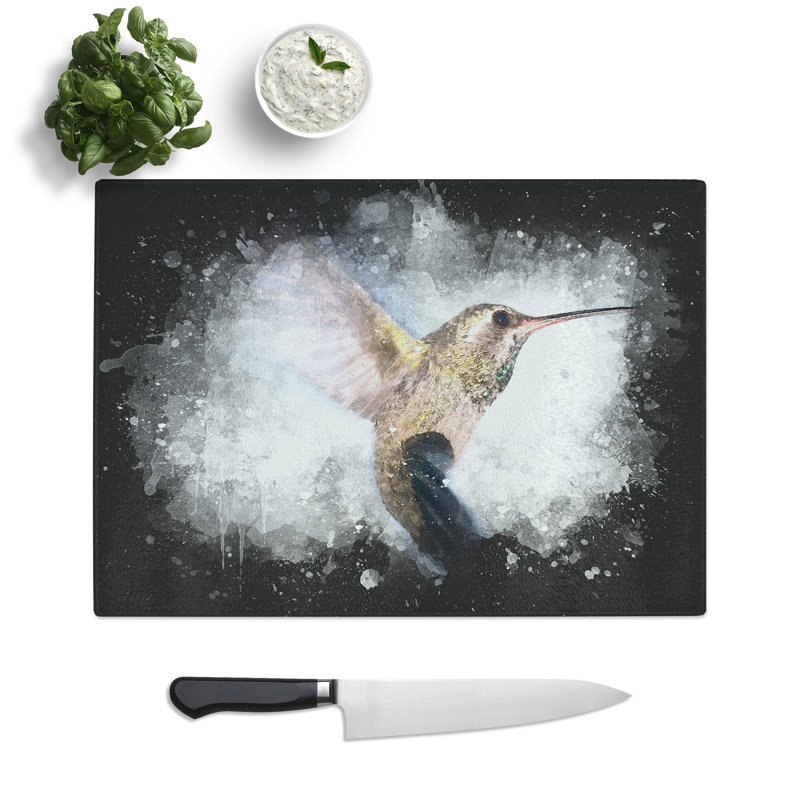 Tempered Glass Flying Hummingbird Bird Chopping Board, 28.5 cm x 39 cm