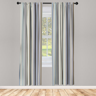 Microfiber Striped Semi-Sheer Rod Pocket Curtain Panels