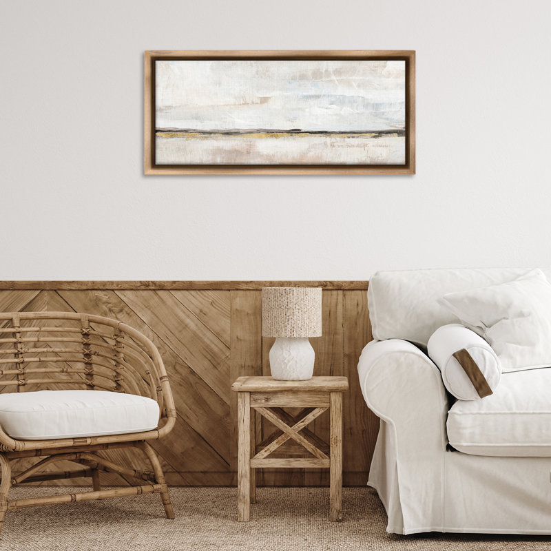 «Neutral Horizon Landscape Floater Canvas» par Nina Blue, H 14 po x l 31 po, Cadre flottant orme Montalcino