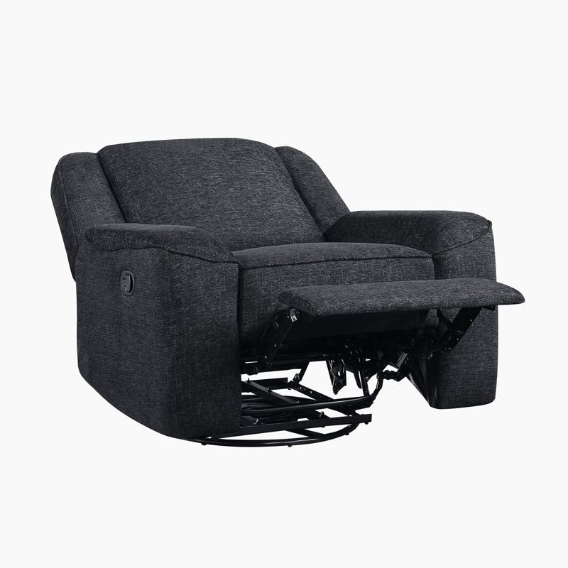 Fauteuil inclinable en chenille moderne et contemporain de 40 po Lashanda, Noir